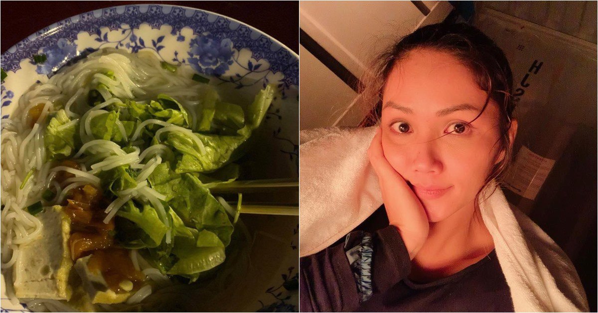 "Hoa hậu nghèo nhất Việt Nam" khoe bữa ăn toàn rau lúc nửa đêm, dân tình xót lòng
