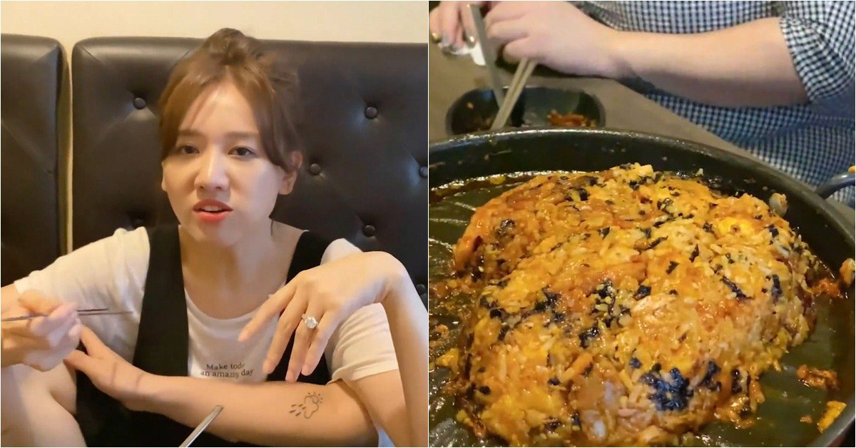 Hari Won gác chân ngồi ăn trong quán Hàn Quốc, còn khen món ăn mình tự nghĩ ra