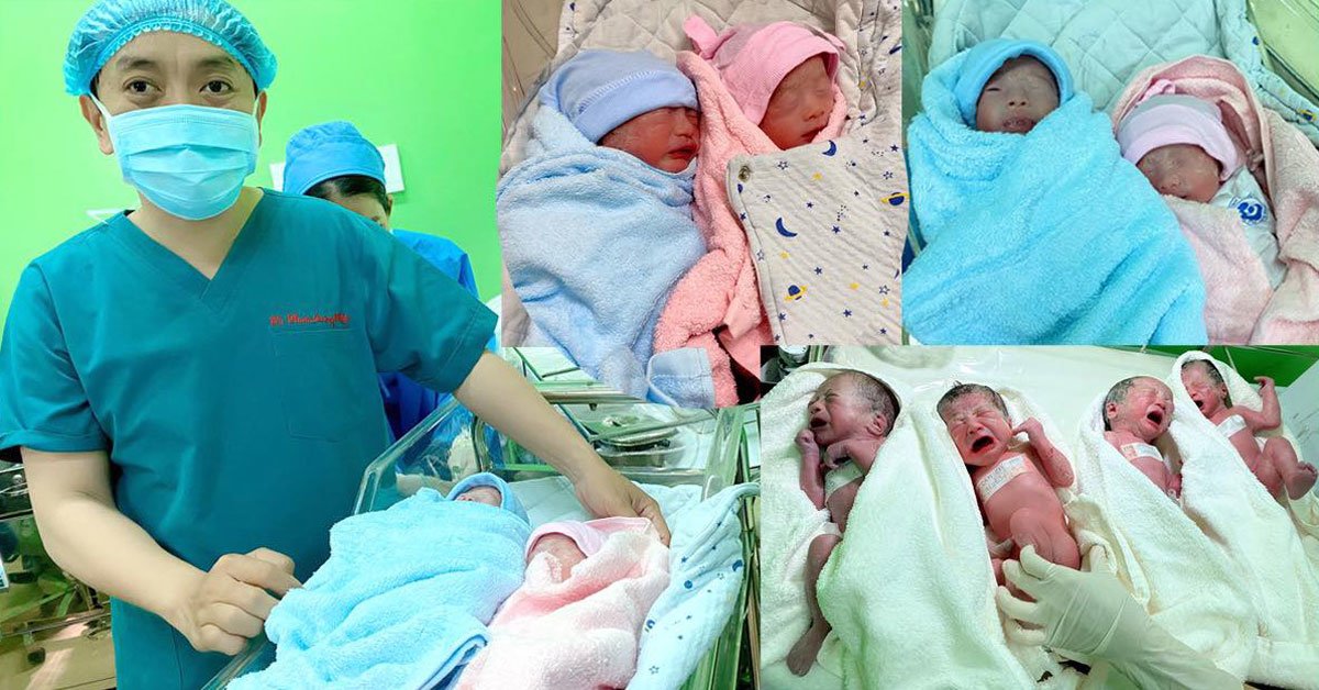 Mẹ Sài Gòn sinh bốn 2 trai 2 gái thành công, bệnh viện phải lập đại ê-kíp để đỡ đẻ